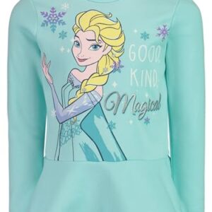 Disney Frozen Elsa Toddler Girls Fleece Long Sleeve Graphic T-Shirt and Leggings Outfit Set Turquoise/Blue 5T