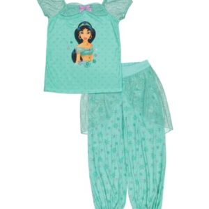 Disney Girls' Princess 2-Piece Loose-Fit Pajamas Set, LOVE JASMINE 2, 8