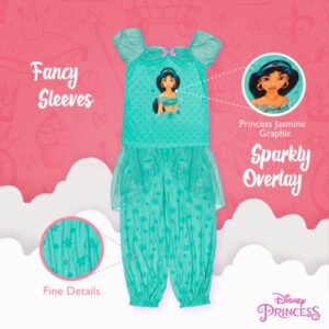 Disney Girls' Princess 2-Piece Loose-Fit Pajamas Set, LOVE JASMINE 2, 8