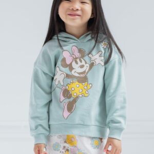 Disney Minnie Mouse Toddler Girls Fleece Pullover Hoodie and Pants Outfit Set Green/White 3T