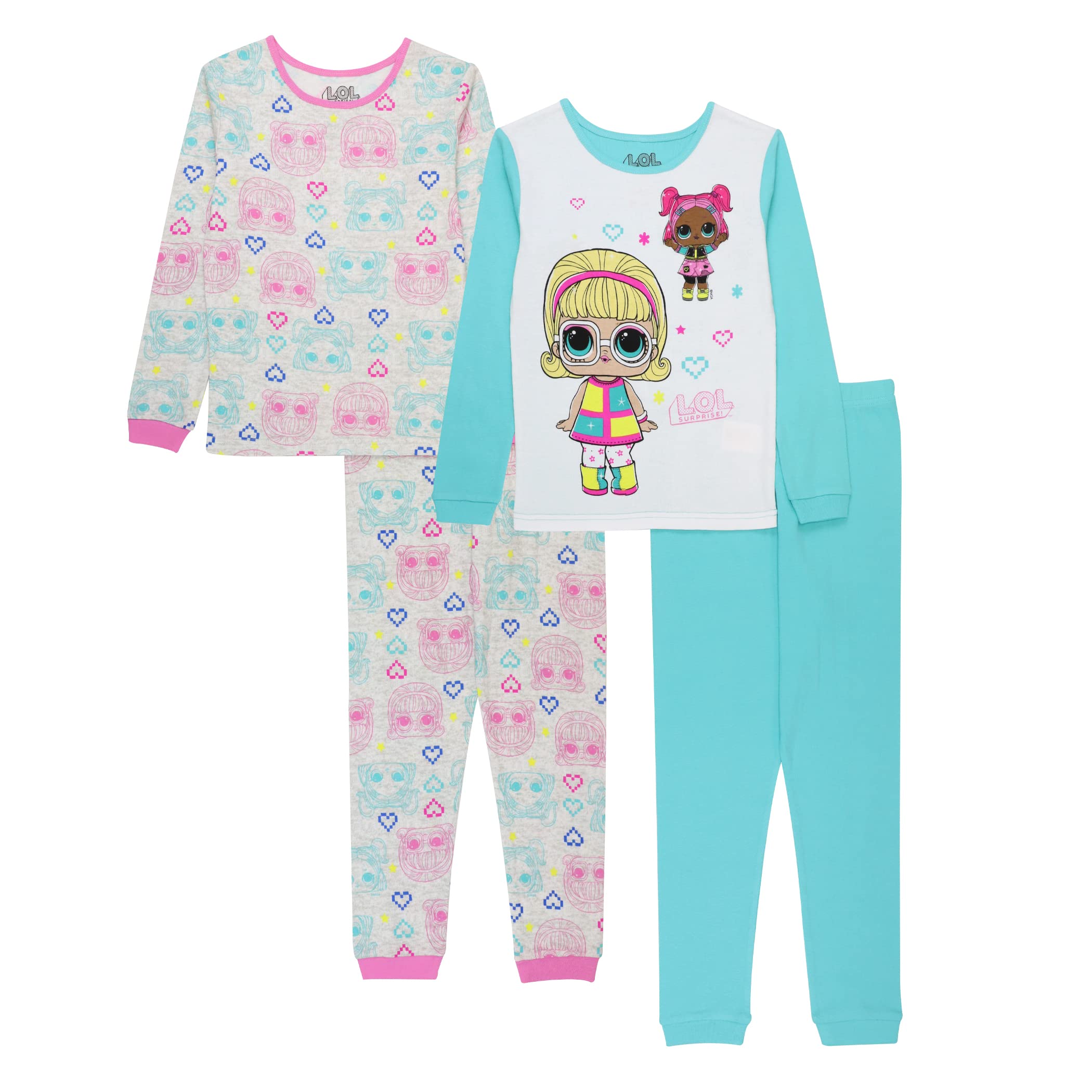 L.O.L. Surprise! Girls' Snug Fit Cotton Pajamas, Diva Heart, 8