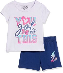 jojo siwa toddler girls' graphic tee & shorts 2-piece set, true navy, 4t