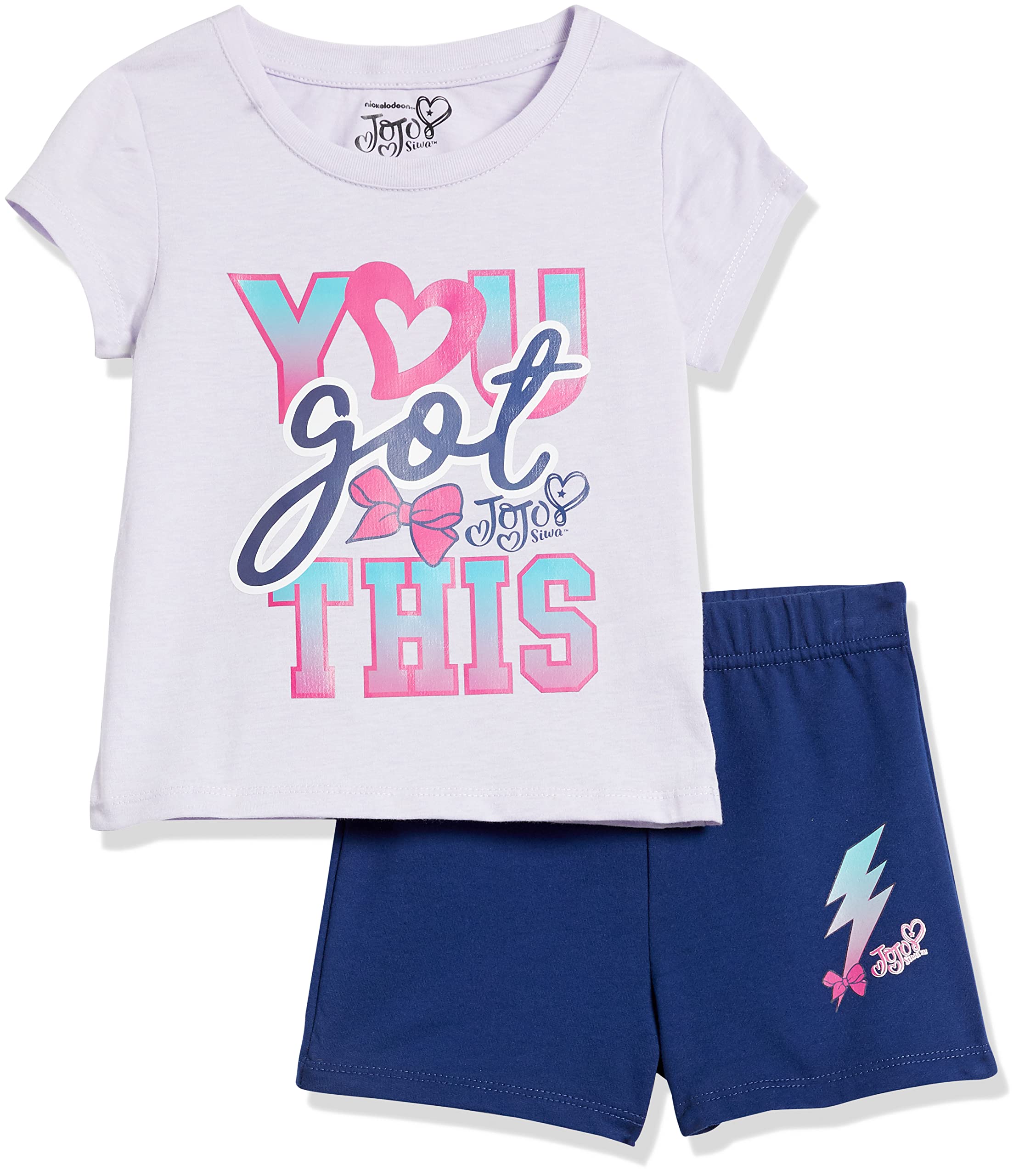 JoJo Siwa Toddler Girls' Graphic Tee & Shorts 2-Piece Set, True Navy, 4T