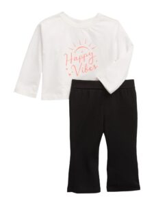 gap baby girls long sleeve tee flare pant set new off white 0-3m