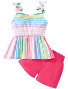zarmfly toddler girls summer short set outfit rainbow sleeveless tank tops and shorts 2pc clothing set 5t
