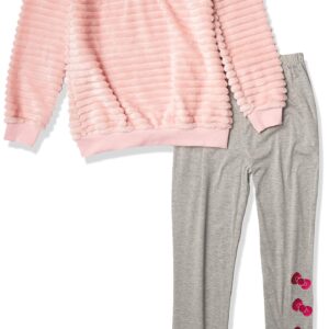 Hello Kitty Girls' Faux Fur Sweatshirt and Legging Set, Pink, 18M