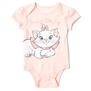 Disney The Aristocats Marie Newborn Baby Girls Bodysuit Pants and Headband 3 Piece Outfit Set Gray/Pink 0-3 Months