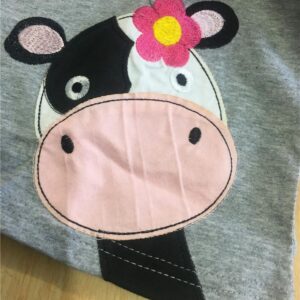 Coralup Little Girls 2-Piece T-Shirt & Pant Set(Cow) S4018(7T,Grey)