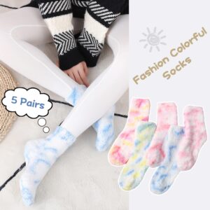 WYTartist Fluffy Socks for Women Winter Thick Warm Fuzzy With Grippers Socks For Home Bed Floor Girls Socks Chirstmas Gifts (Set H)