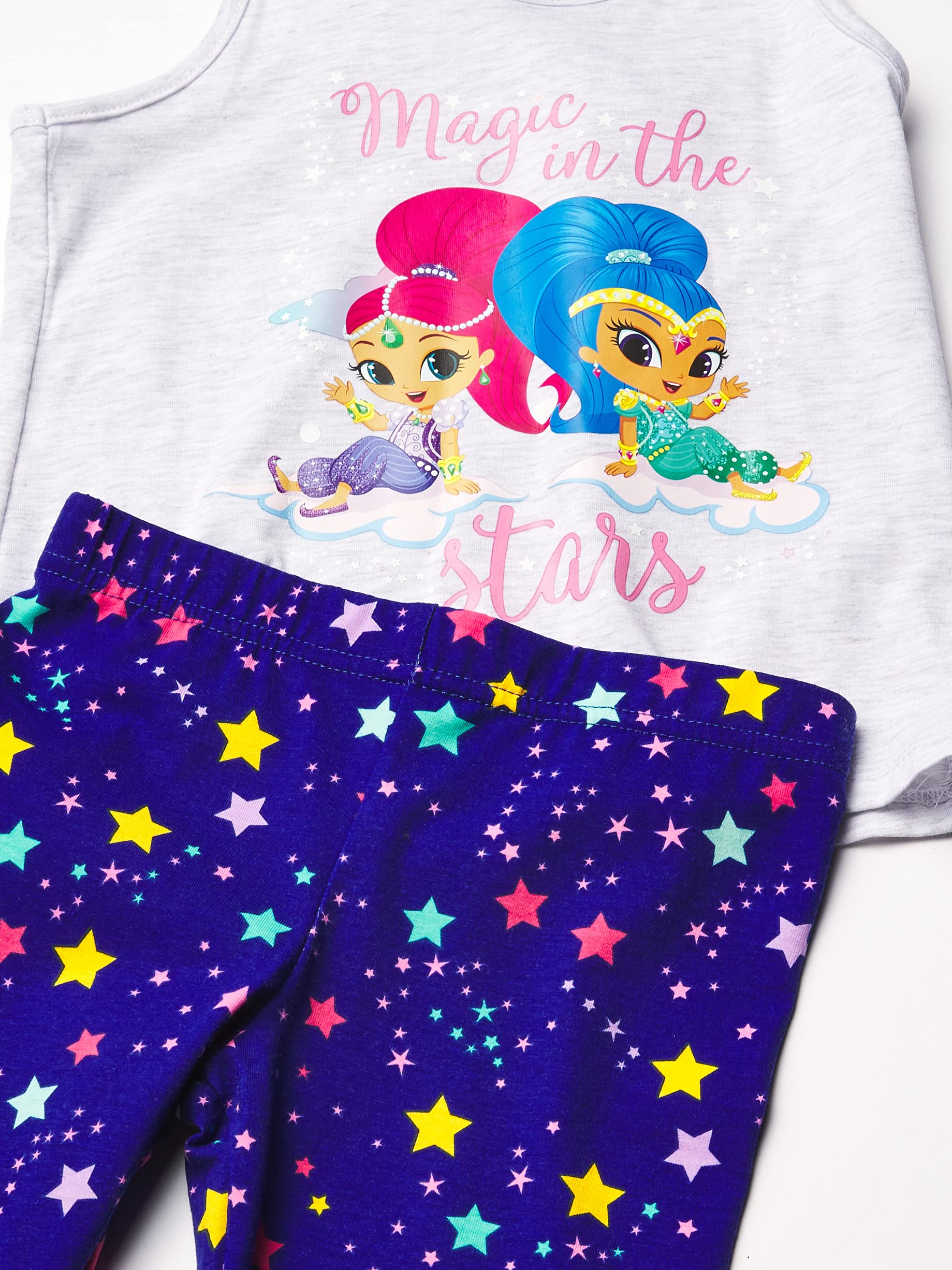 Shimmer and Shine girls Kids Tank & Set Leggings, True Navy, 6 Years US