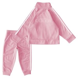 adidas Girls 2-piece Track Suit With & Pants Zip Front Classic Tricot Jacket And Joggers Set, White Multi, 2T US