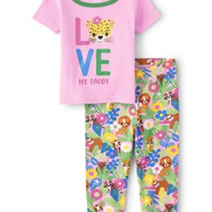 The Children's Place Baby Girls' Short Sleeve Top and Pants 2 Piece Pajama Sets, Love My Daddy, 3-6 Months