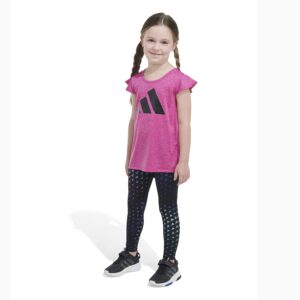 adidas Girls' 2-Piece Mélange Tee & AOP Long Tight Set, Semi Lucid Fuchsia Heather, 4T