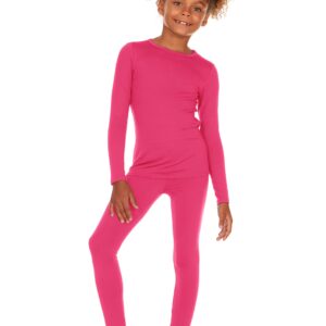 Thermajane Thermal Underwear for Kids Long Johns, Girls Thermal Underwear Set, Base Layer Kids Long Underwear (Pink, X-Large)