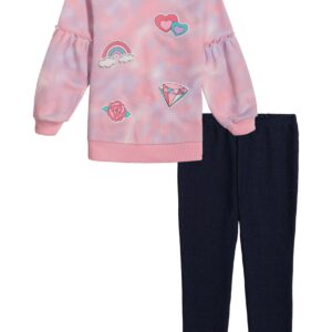 Kids Headquarters Girls 2 Pieces Jogger Set, Pink/Denim, 2T US