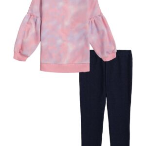 Kids Headquarters Girls 2 Pieces Jogger Set, Pink/Denim, 2T US