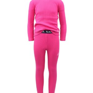 Nautica Girls' 2-Piece Shirt & Pants Base Layer Long Johns Waffle Thermal Underwear Set (Fuchsia, 4)