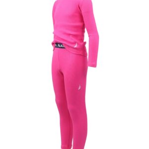 Nautica Girls' 2-Piece Shirt & Pants Base Layer Long Johns Waffle Thermal Underwear Set (Fuchsia, 4)