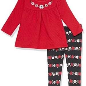 Kids Headquarters Baby Girls 2 Pieces Legging Set, Barbados Cherry/Print, 12M US