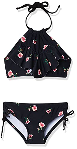 Kanu Surf Girls Ruffle Halter Bikini 2-Piece Swimsuit, Pink, 2T, Morgan Black Floral, 12