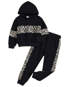 hopekitt girls jogger set 2 piece hoodie and sweatpants kids clothing sets winter outfit black 12y