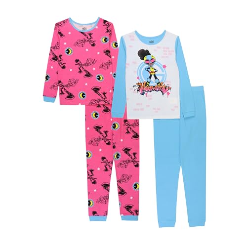 Marvel 4-Piece Snug-fit Cotton Superhero Pajama Set, Soft & Cute for Kids, Cool Moon Girl, 10