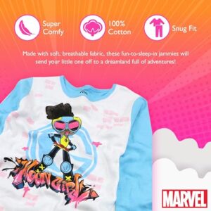 Marvel 4-Piece Snug-fit Cotton Superhero Pajama Set, Soft & Cute for Kids, Cool Moon Girl, 10