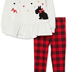 Kids Headquarters Girls 2 Pieces Legging Set, Red Plaid/Heather, 6 US