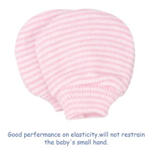 BQUBO Newborn Baby Caps Mittens for Baby Girls Set Hospital Hat Beanie Infant Hats with Bow Baby Scratch Mitten Gloves