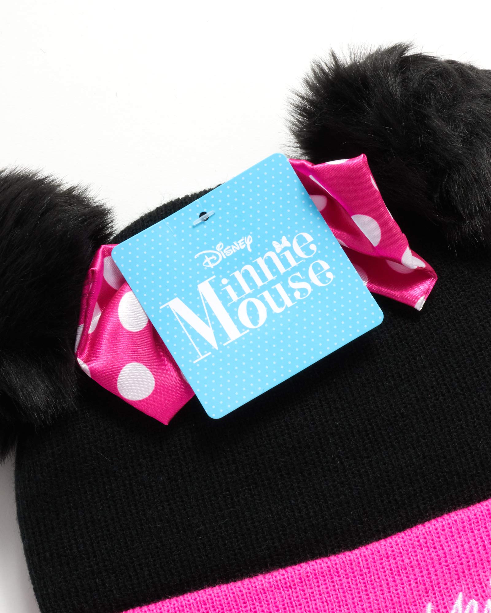 Disney Girls Minnie Mouse Winter Hat and Mitten or Glove Set (Toddler/Little Girls), Size Age 4-7, Minnie Polka Dot Bow Gloves