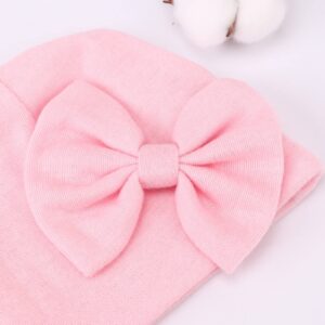 BQUBO Newborn Baby Girls Hats Mittens Set Hospital Hat Beanie Infant Bow Hats Baby Cotton Gloves No Scratch Mittens