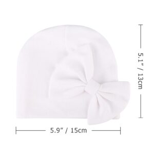 BQUBO Newborn Baby Girls Hats Mittens Set Hospital Hat Beanie Infant Bow Hats Baby Cotton Gloves No Scratch Mittens for 0-6 Months