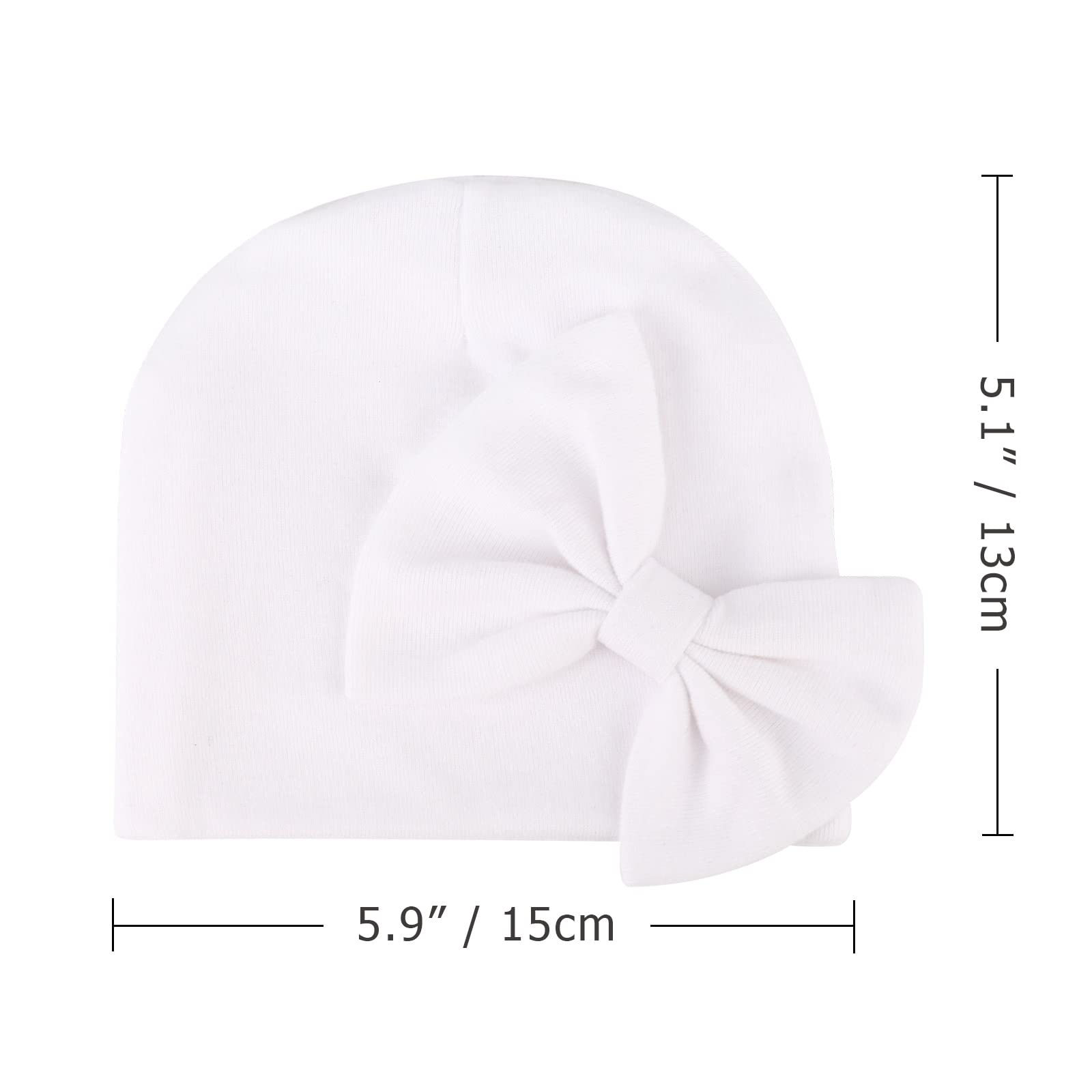 BQUBO Newborn Baby Girls Hats Mittens Set Hospital Hat Beanie Infant Bow Hats Baby Cotton Gloves No Scratch Mittens for 0-6 Months