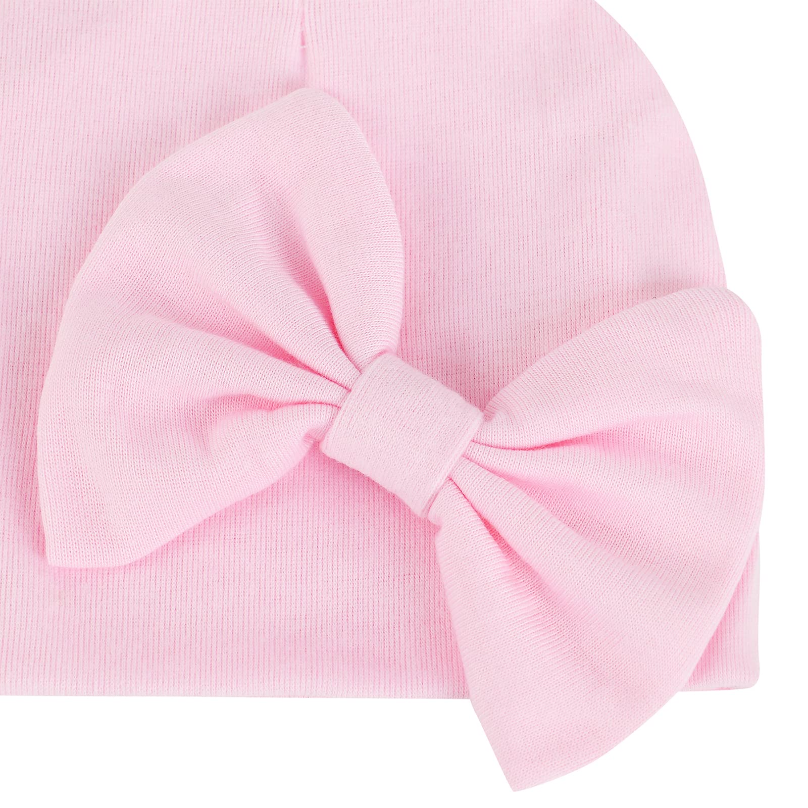 Mittens and Caps for Newborn Baby Girls Set Hospital Hat Beanie Infant Hats with Bow for 0-6 Months Deep Pink & White & Gray & Black 0-3 Months