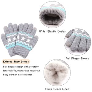 Winter Kids Hat Scarf Gloves Set Knit Fleece Lined Beanie Neck Warmer Mittens for Toddler Boys Girls 3-8 Years (Purple-B)