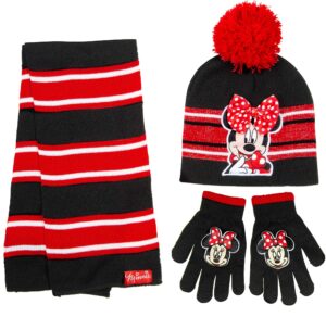 disney minnie mouse girls 3 piece beanie hat scarf and glove set [4015]