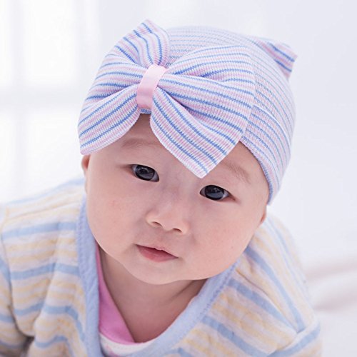 BQUBO Newborn Baby Caps Mittens for Baby Girls Set Hospital Hat Beanie Infant Hats with Bow Baby Scratch Mitten Gloves