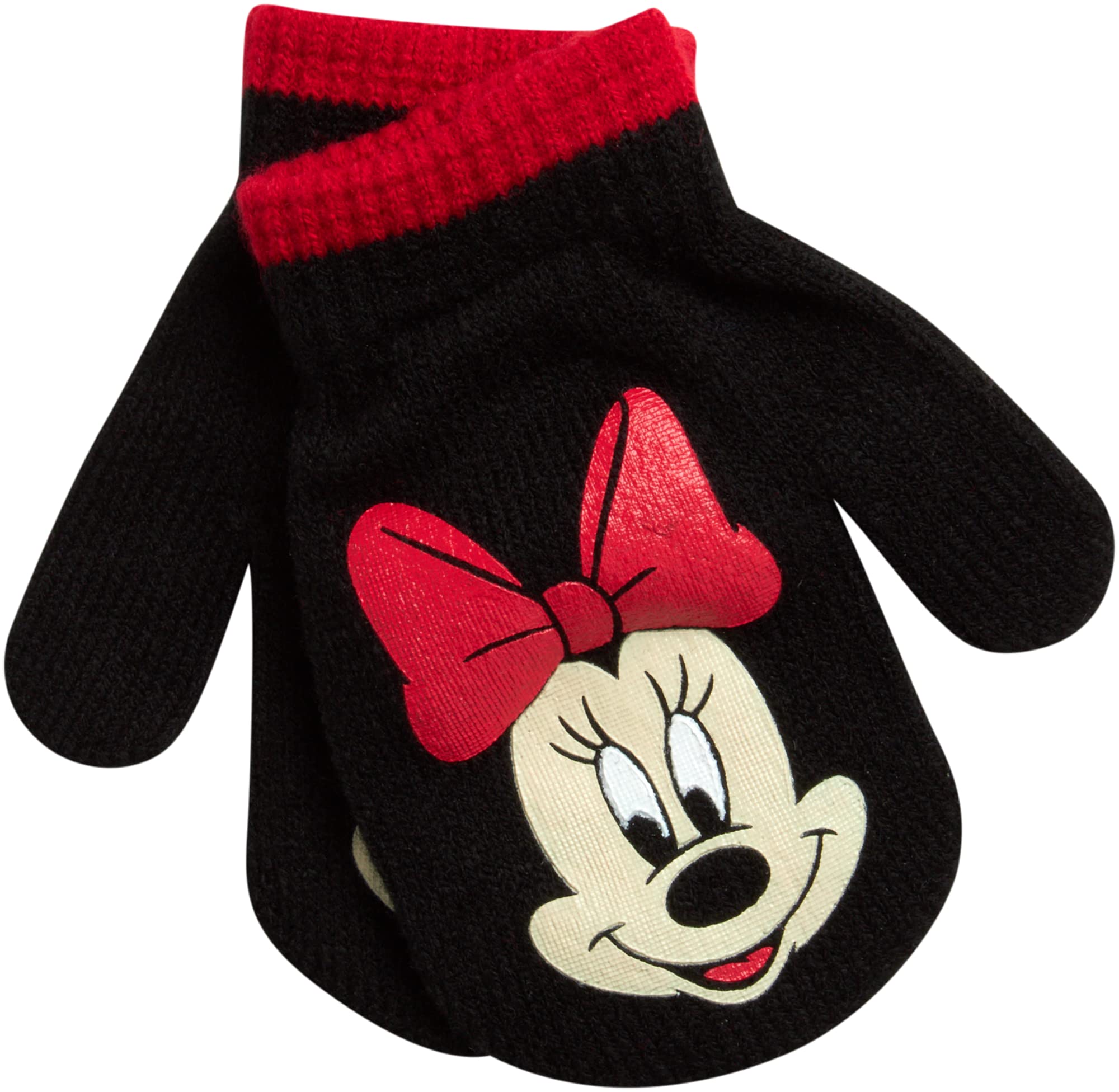 Disney Girls Minnie Mouse and Vampirina Winter Hat and 2 Pair Mitten or Glove Set (Toddler/Little Girl), Size Age 2-4, Red Minnie Mittens 2-4