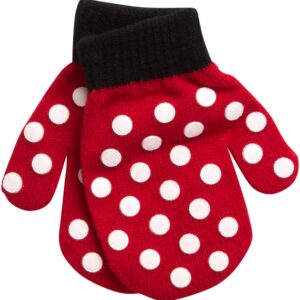 Disney Girls Minnie Mouse and Vampirina Winter Hat and 2 Pair Mitten or Glove Set (Toddler/Little Girl), Size Age 2-4, Red Minnie Mittens 2-4