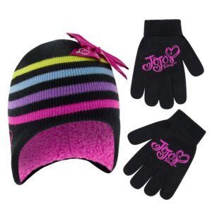 nickelodeon girls winter hat, kids gloves set, jojo siwa beanie for ages 4-7