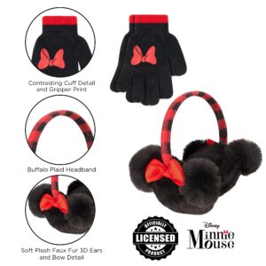 Disney Girls' Winter Hat, Earmuffs and Kids Gloves Set, Minnie Mouse for Ages, Age 4-7