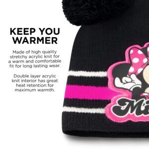 Disney Little Girls Toddler Winter, Scarf 2-4 Or Minnie Mouse Hat,Scarves & Kids Gloves 4-7, Black/Pink-Mittens Set, 2-4T