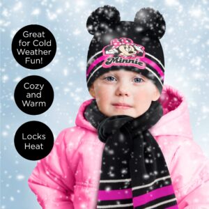 Disney Little Girls Toddler Winter, Scarf 2-4 Or Minnie Mouse Hat,Scarves & Kids Gloves 4-7, Black/Pink-Mittens Set, 2-4T