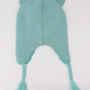 Kids Girls Cute Glitter Unicorn Beanie Winter Hat and Glove Set Knitted Earflap Cap Flip Top Mitten Set Blue