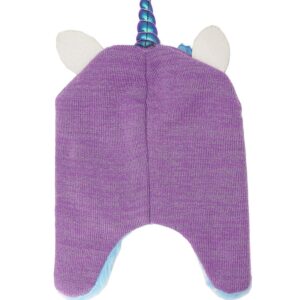 Little Girls Winter Unicorn Beanie Hat and Gloves Set Kids Knitted Earflap Cap Flip Top Mitten Set