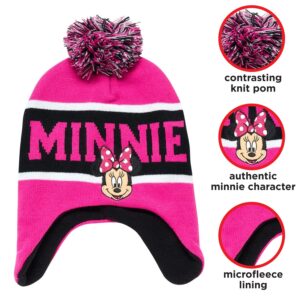 Disney Girls Minnie Mouse Winter Hat and Mitten or Glove Set (Toddler/Little Girls), Size Age 4-7, Minnie Pink With Black Gloves