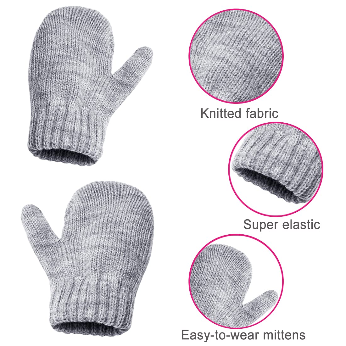 KMOLY Kids Winter Hat Scarf Gloves Set for Girls Boys 3-8 Years,Toddler Earflap Beanie Neck Warmer Mittens Fleece Lined Set Grey