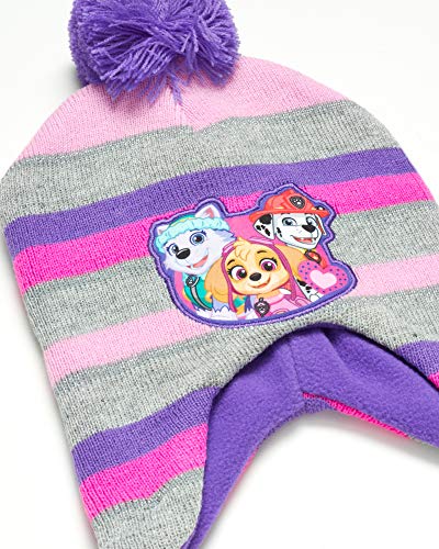 Nickelodeon Paw Patrol Girls Winter Hat and 2 Pair Mittens or Gloves (Age 2-7), Size Age 2-4, Paw Patrol Purple/Grey Mitten 2-4