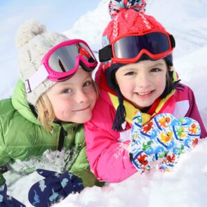 Lined Fleece Toddler Mittens Kids Winter Warm Gloves Child Ski Gloves Waterproof Snow Baby Mitten for Boys Girls Pink Seahorse L