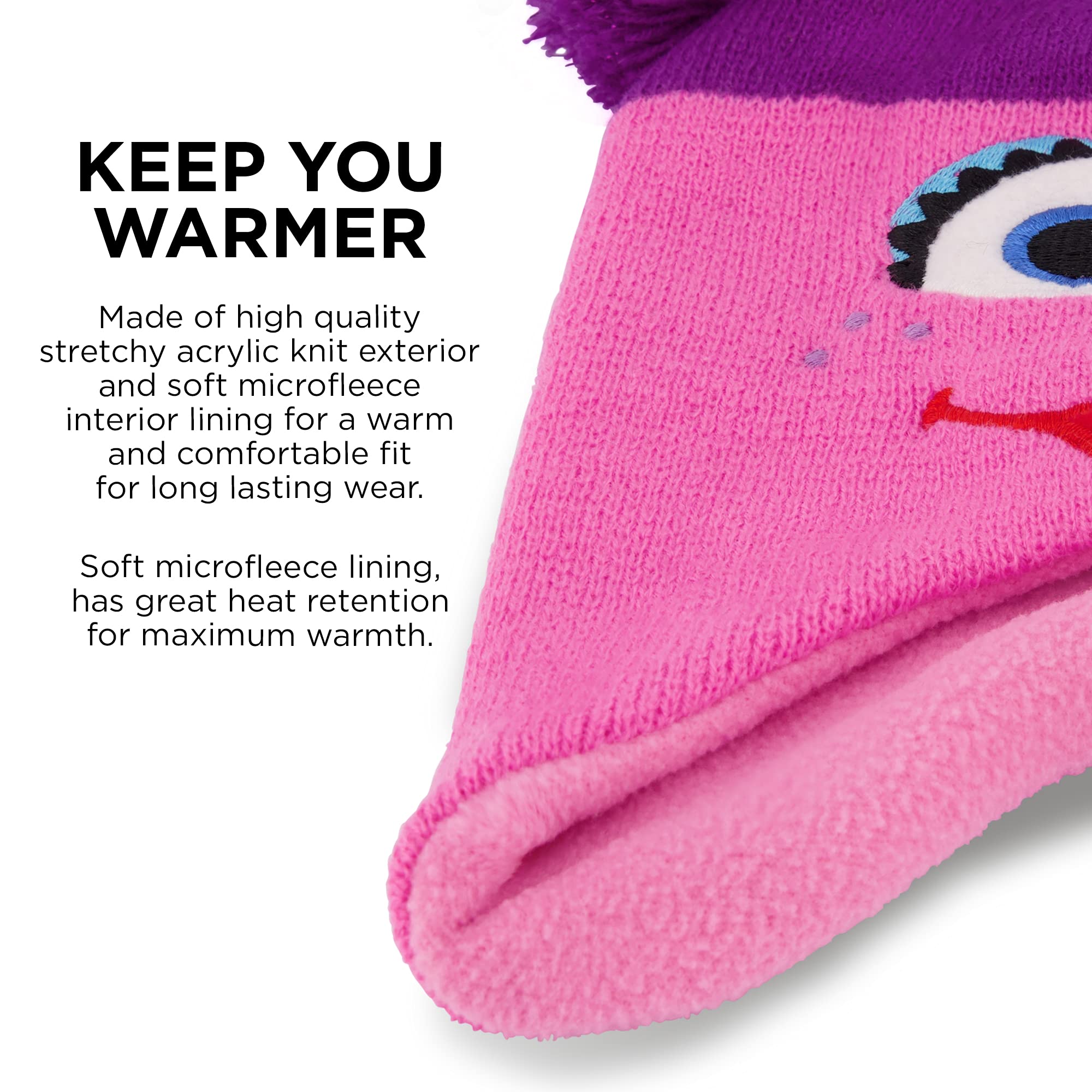 Sesame Street Girls' Winter Hat and Mittens Set, Abby Cadabby Beanie for Ages 2-4, Dark Pink